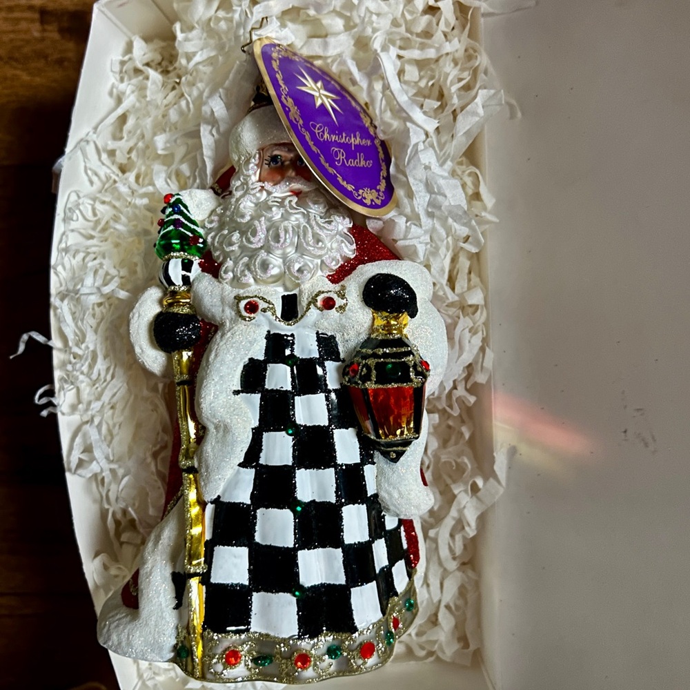 Christopher Radko (Miss Caycee’s) ~ Red/Black Santa Claus ~ Glass Ornament ~ New - Picture 12 of 16